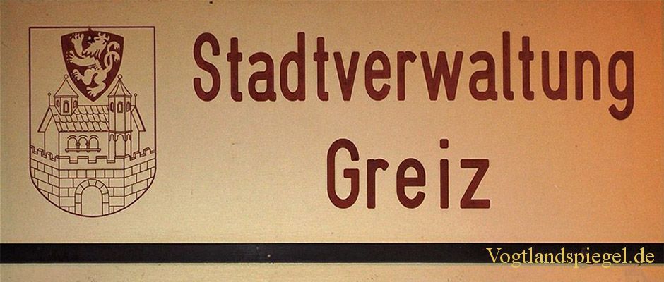 Rathaus und Stadtverwaltung Greiz Schild