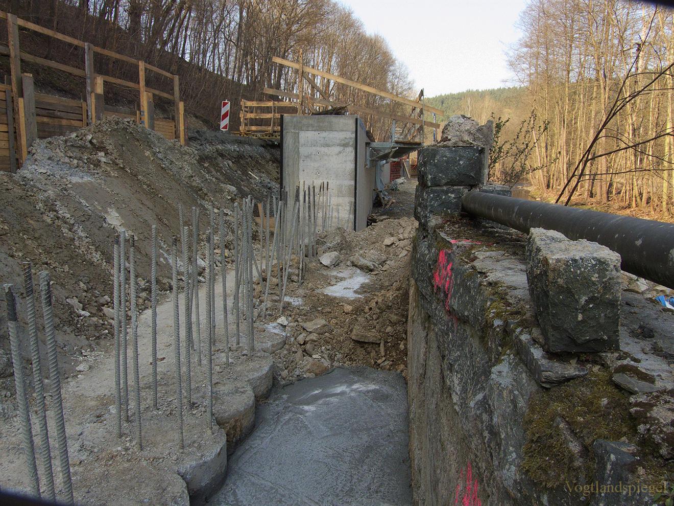 Stützwandbau an der Straße S295 Greiz-Mylau