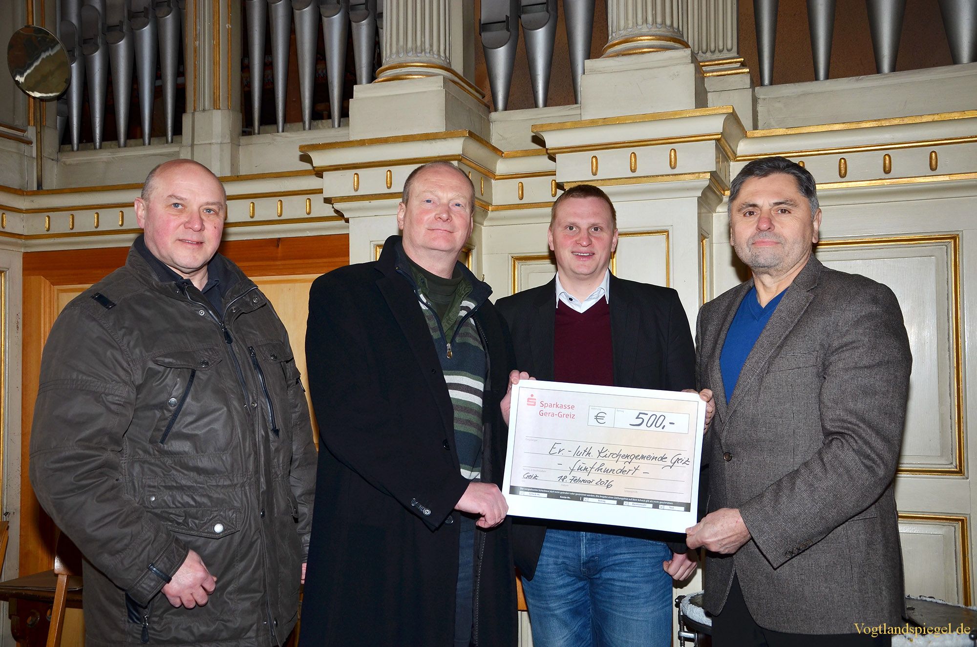 Greizer Kirchgemeinde erhält 500 Euro für Orgelrestaurierung
