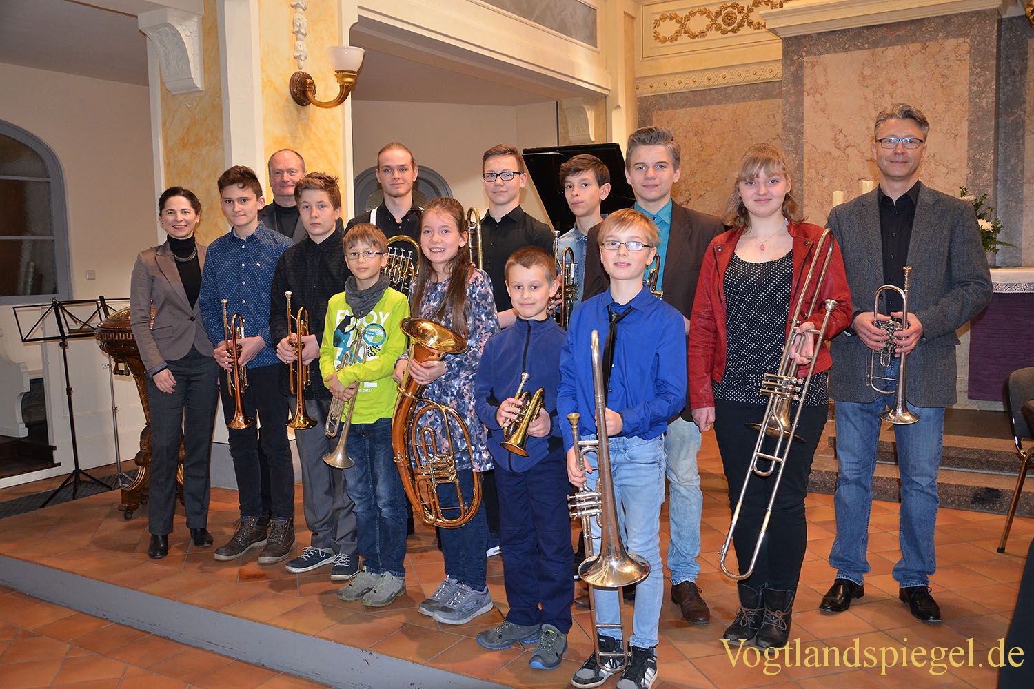 Musikschule Greiz: ...etwas blechern ging es in der Stadtkirche zu